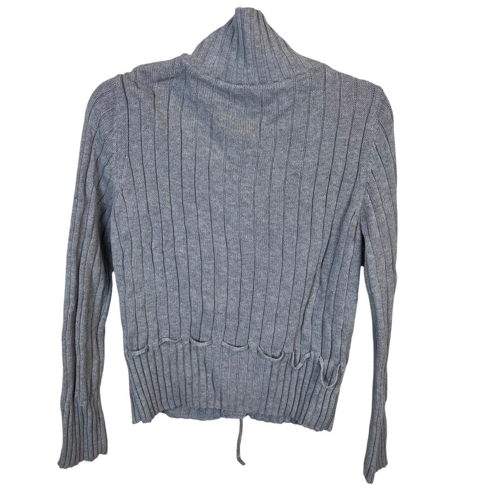 Faded Glory Gray Ribbed Button Sweater - Picture 5 of 5
